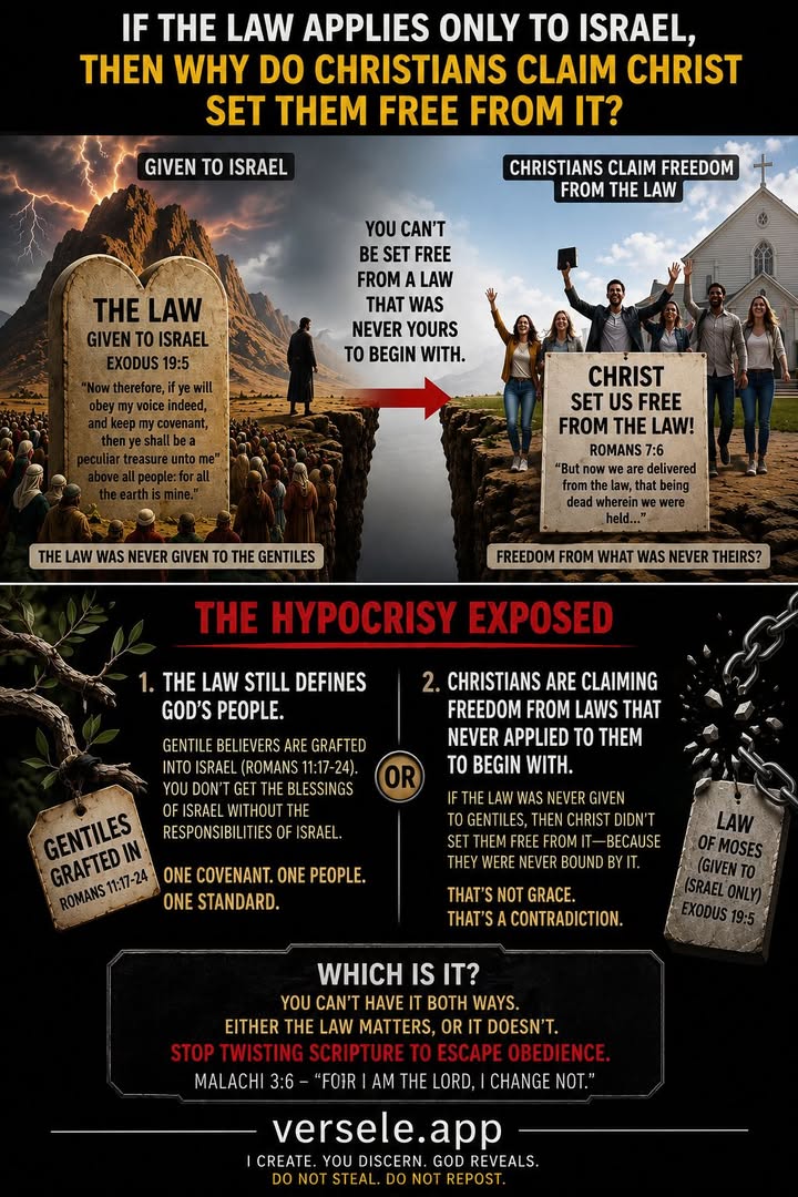 Some Christians claim they have been freed from the law, yet the same people also say the law was only given to Israel. How can they be freed from something that was never theirs in the first place?