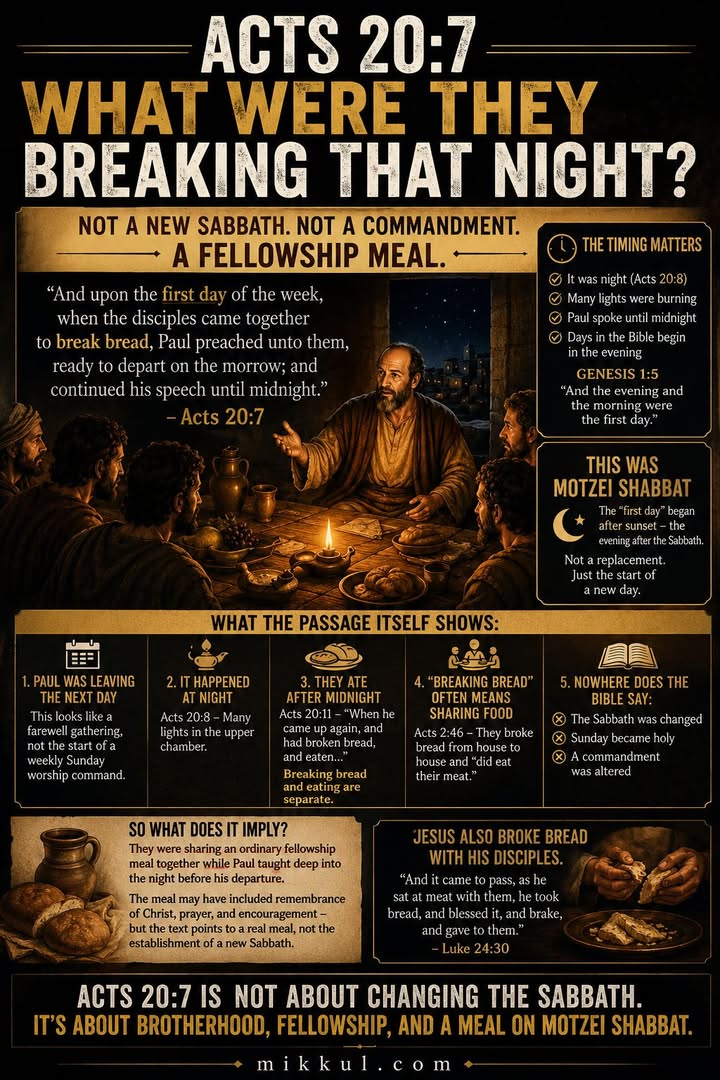 What were they breaking in Acts 20:7?