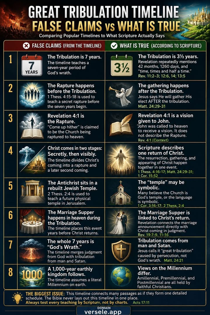 This “Great Tribulation Timeline” chart looks convincing at first glance, but when you actually compare it to Scripture, many of its claims are assumptions added into the text rather than plainly stat